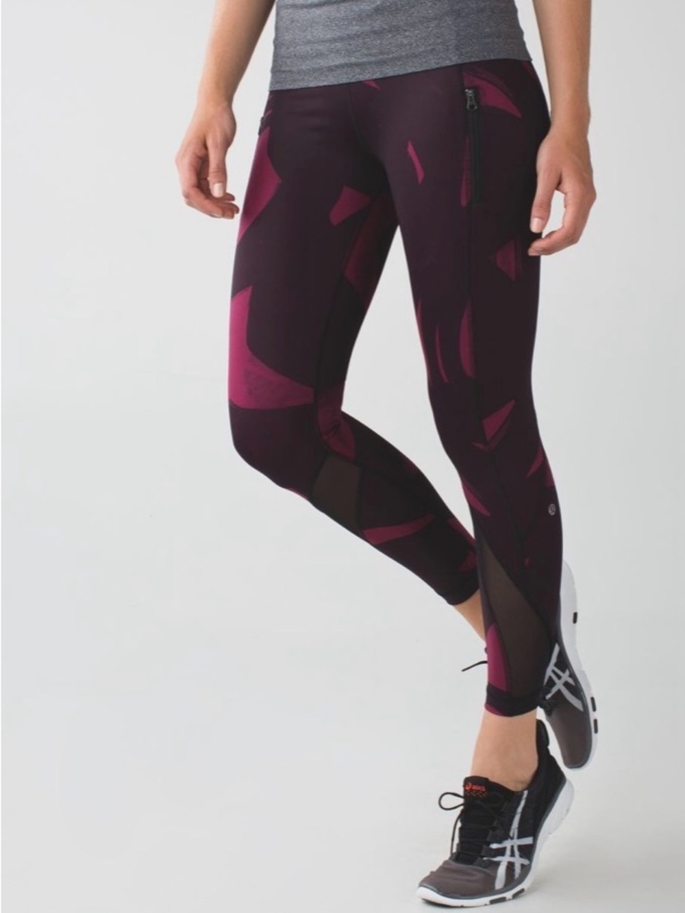 Lululemon Inspire Tight II Mesh Crop Leggings Size 6 Purple Print NWOT